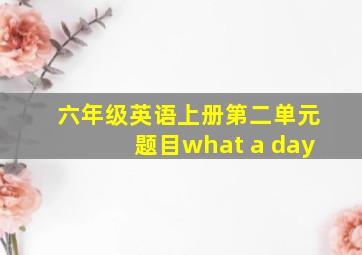 六年级英语上册第二单元题目what a day